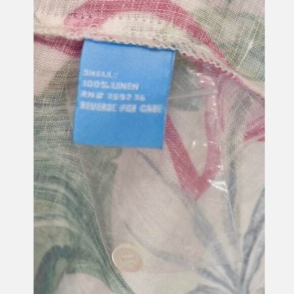 J McLaughlin 100% Linen Tropical Flamingo Print Tunic Swim Cover Dress Women's S - Picture 8 of 8